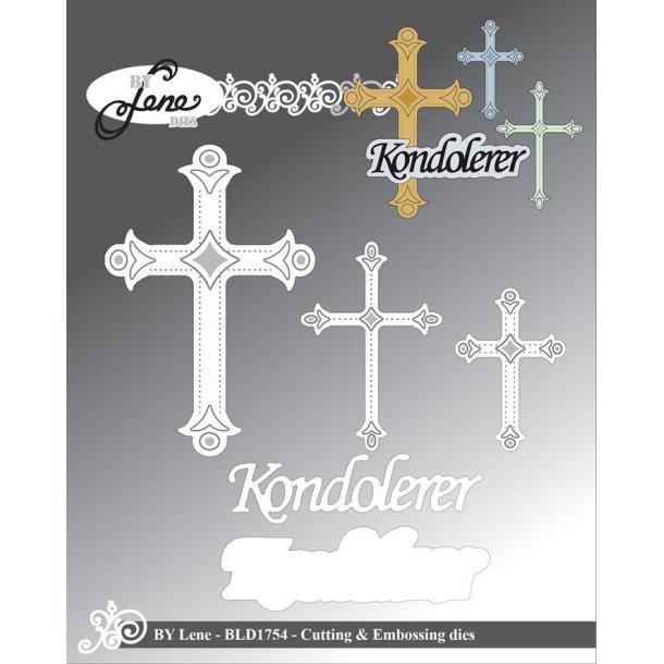 By Lene dies Kondolerer Tekst med baggrund St�rste 5,2x7,7cm