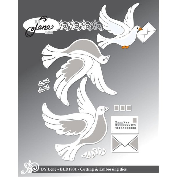 By Lene dies Carrier pigneon Due 6,4x5,7cm