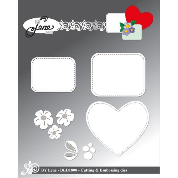 By Lene dies Frames for texts Hjerte 5,8x5cm