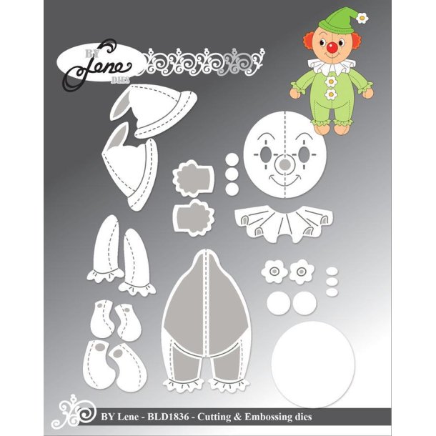 By Lene dies Clown Ansigt 3,2x3,4cm