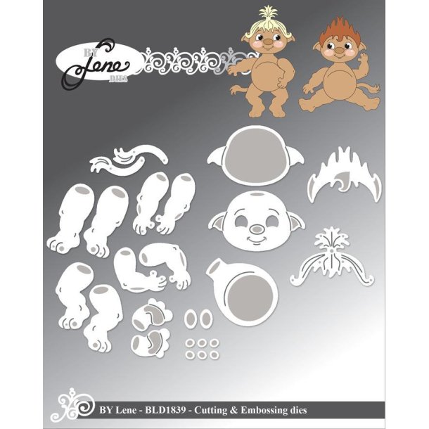 By Lene dies Baby trolls Lille trold Ansigt 3,6x2,2cm