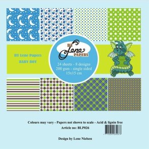 By Lene papirblok Baby boy 3x8 design 15x15cm 200g