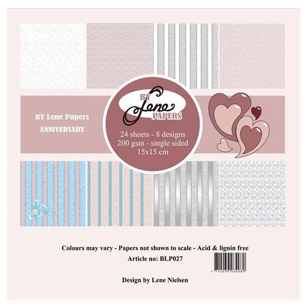  By Lene papirblok Anniversary 3x8 design 15x15cm 200g