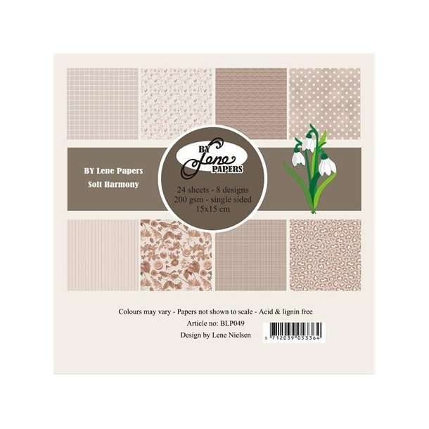 By Lene Paperpad Soft Harmony 3x8design 15x15cm 200g