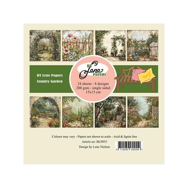 By Lene paperpad Contry garden 3x8design 15x15cm 200g