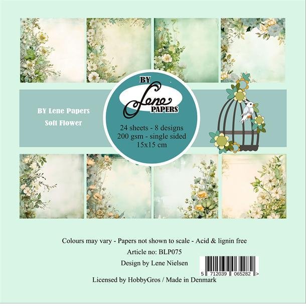 By Lene Soft flowers 24 ark 15x15cm 200g