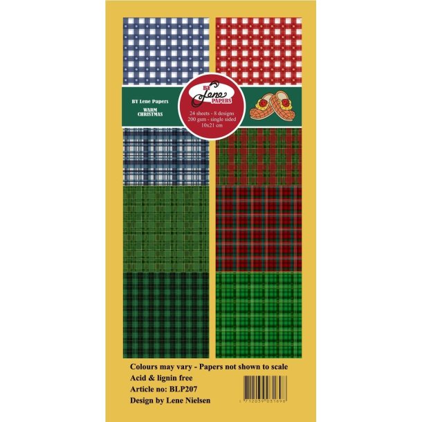 By Lene papirblok Slimcard Warm christmas 3x8 design 10x21cm 200g