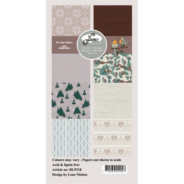 By Lene Design slim card Cozy christmas 3x8design 10x21cm 200g