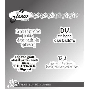 By Lene stempel Danske tekster St�rste 3,3x2,5cm