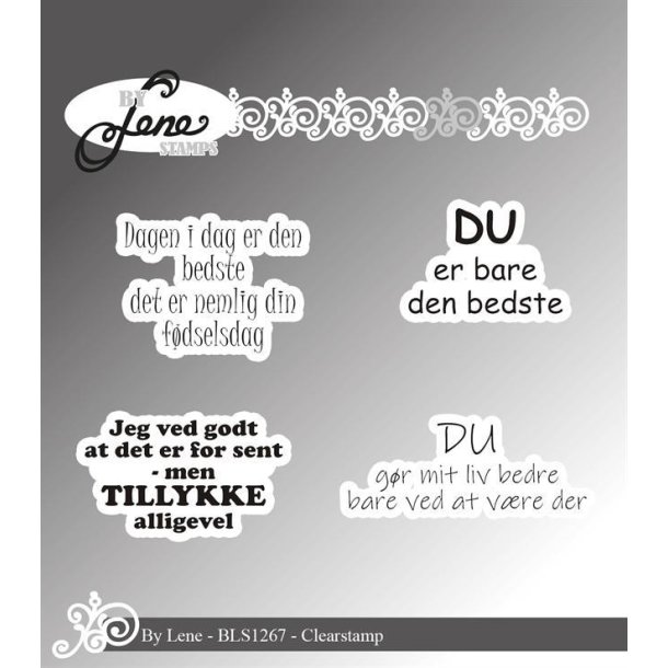 By Lene stempel Danske tekster St�rste 3,3x2,5cm
