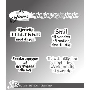 By Lene stempel Danske tekster St�rste 4,1x2,2cm
