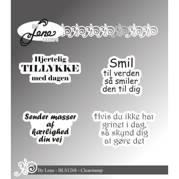 By Lene stempel Danske tekster St�rste 4,1x2,2cm