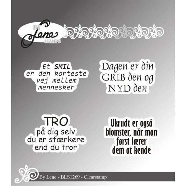 By Lene stempel Danske tekster 3,4x2,3cm