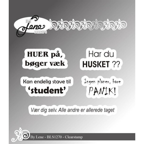 By Lene Danske tekster St�rste 4,1x1,2cm