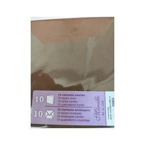 Brune kort og kuverter 13,5x13,5cm 10 s�t