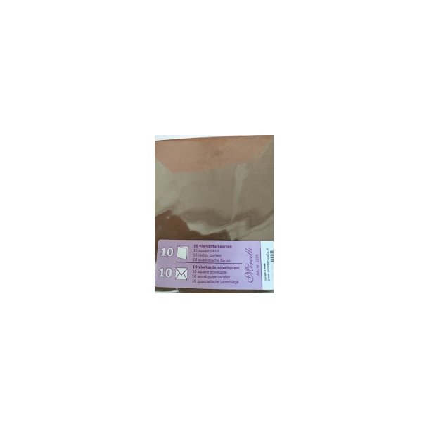 Brune kort og kuverter 13,5x13,5cm 10 s�t