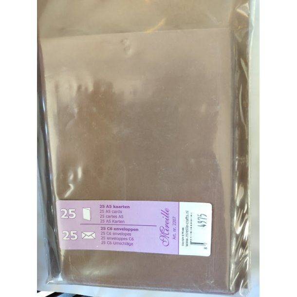 Brune kort og kuverter 25 s�t