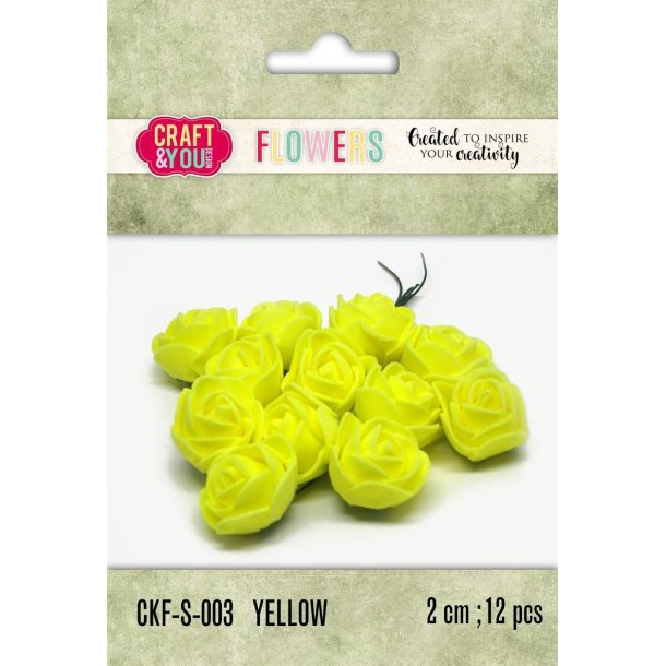  Gule roser 2 cm 12 stk