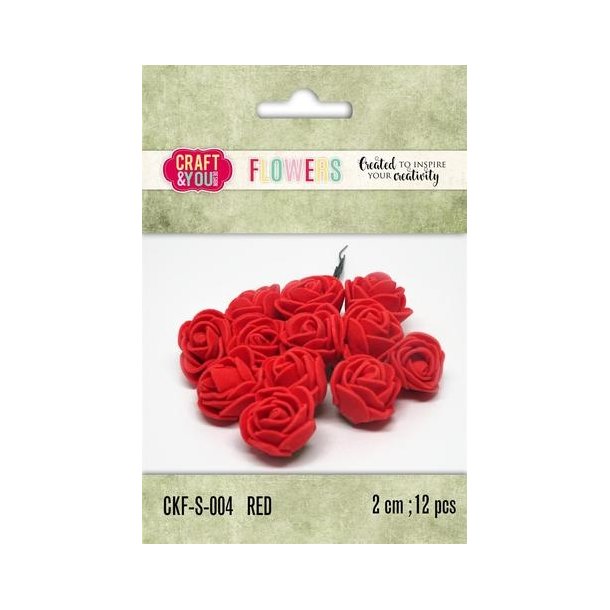  R�de roser 2 cm 12 stk