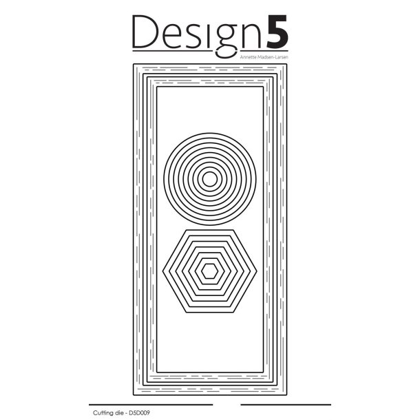 Design 5 dies Slimcard frames Circles Hexagon 205x95mm