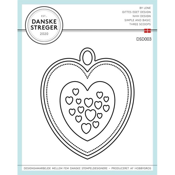 Danske Streger dies Hjerter 8x9,6cm