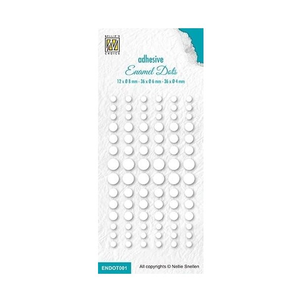 Nellie Snellen Enamel dots White 12x8, 36x6 og 36x4mm