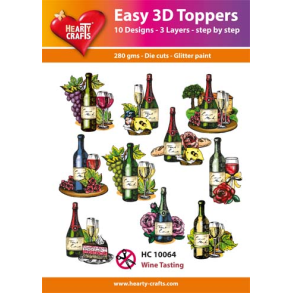 Easy 3D Toppers Wine tasting 10 udstandsede motiver med glimmer