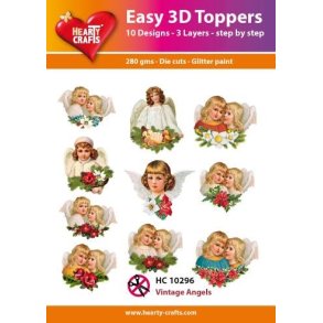 Easy 3D Toppers Vintage Angels 10 udstandsede motiver med glimmer