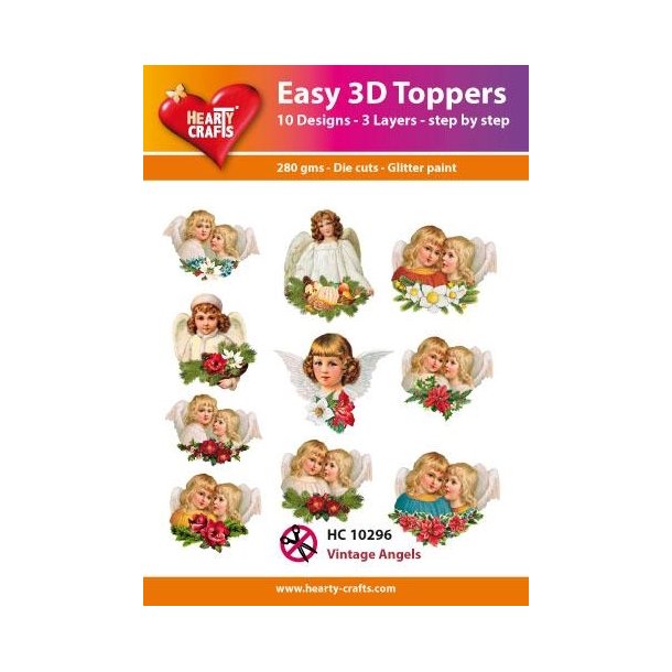 Easy 3D Toppers Vintage Angels 10 udstandsede motiver med glimmer