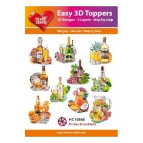 Easy 3D Toppers Drinks & cocktails 10 udstandsede motiver med glimmer