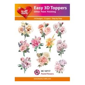  Easy 3D Toppers Pastel Flowers 10 motiver med glimmer