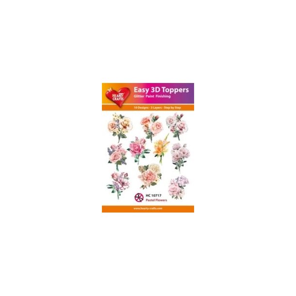  Easy 3D Toppers Pastel Flowers 10 motiver med glimmer