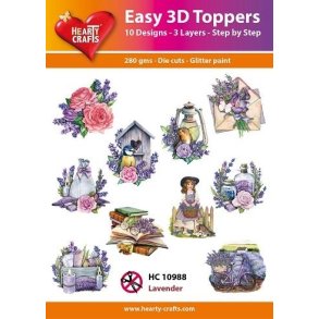 Easy 3D Toppers Lavender 10 udstandsede motiver med glimmer