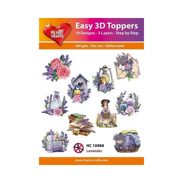 Easy 3D Toppers Lavender 10 udstandsede motiver med glimmer