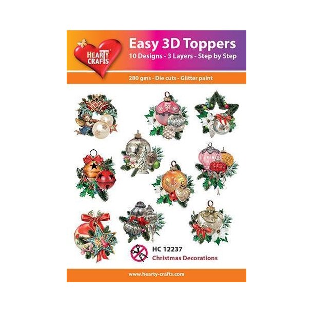  Easy 3D Toppers Christmas Decorations 10 udstandsede motiver med glimmer