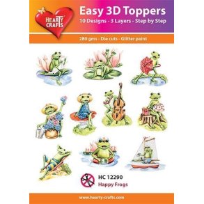  Easy 3D Toppers Happy Frogs 10 udstandsede motiver med glimmer