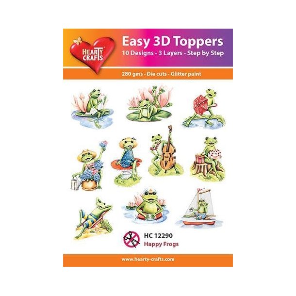  Easy 3D Toppers Happy Frogs 10 udstandsede motiver med glimmer
