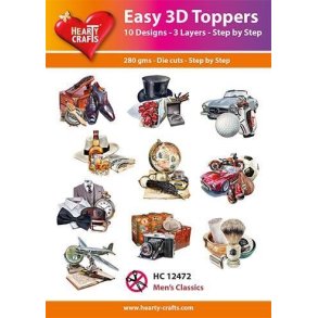 Easy 3D Toppers Men`s Classics 10 udstandsede motiver med glimmer
