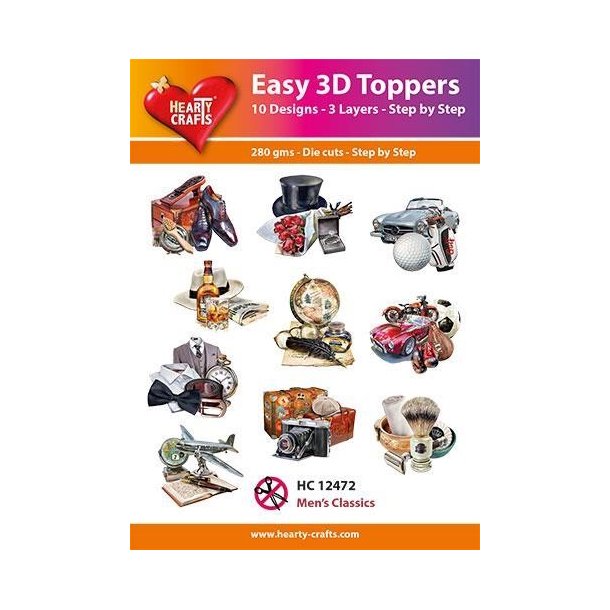 Easy 3D Toppers Men`s Classics 10 udstandsede motiver med glimmer