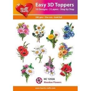 Easy 3D Toppers Meadow Flovers 10 udstandsede motiver med glimmer