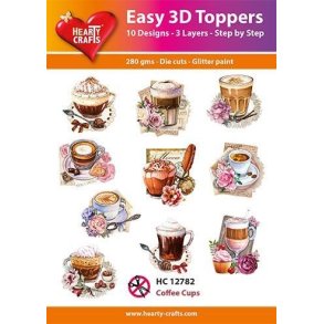 Easy 3D Toppers Coffee Cups 10 udstandsede motiver med glimmer