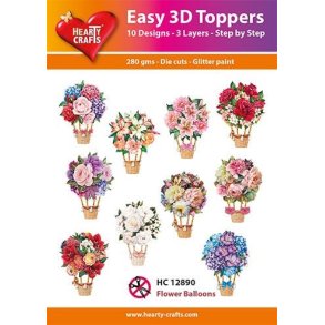 Easy 3D Toppers Flower Balloons 10 udstandsede motiver med glimmer
