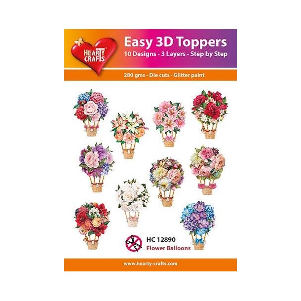 Easy 3D Toppers Flower Balloons 10 udstandsede motiver med glimmer