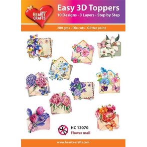 Easy 3D Toppers Flower mail 10 udstandsede motiver med glimmer