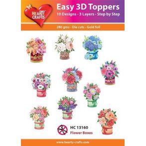 Easy 3D Toppers Flower boxes 10 udstandsede motiver med glimmer