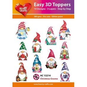 Easy 3D Toppers Christmas gnome 10 udstandsede motiver med glimmer