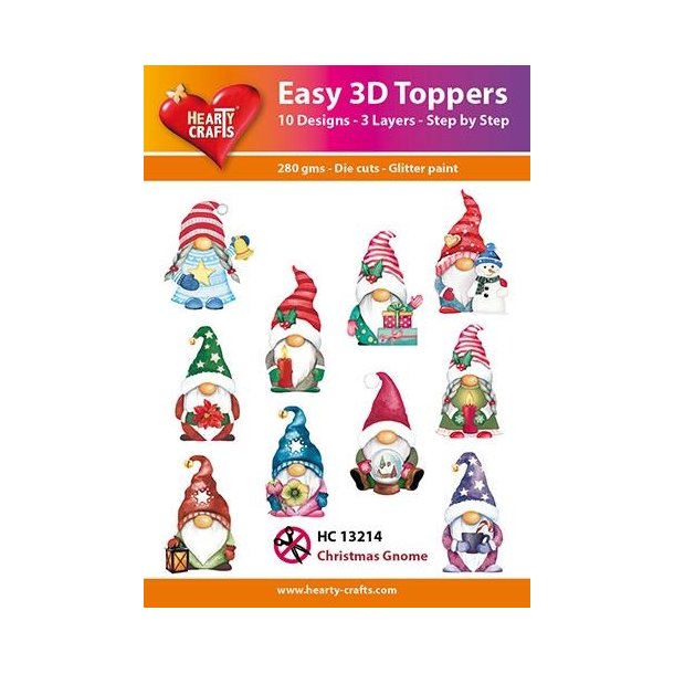 Easy 3D Toppers Christmas gnome 10 udstandsede motiver med glimmer