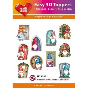 Easy 3D Toppers Gnomes with doors 10 udstandsede motiver med glimmer