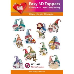 Easy 3D Toppers Wintr gnomes 10 udstandsede motiver med glimmer