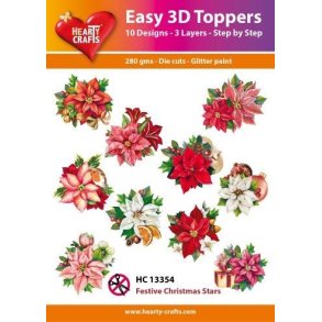 Easy 3D Toppers Festive Christmas Star 10 udstandsede motiver med glimmer